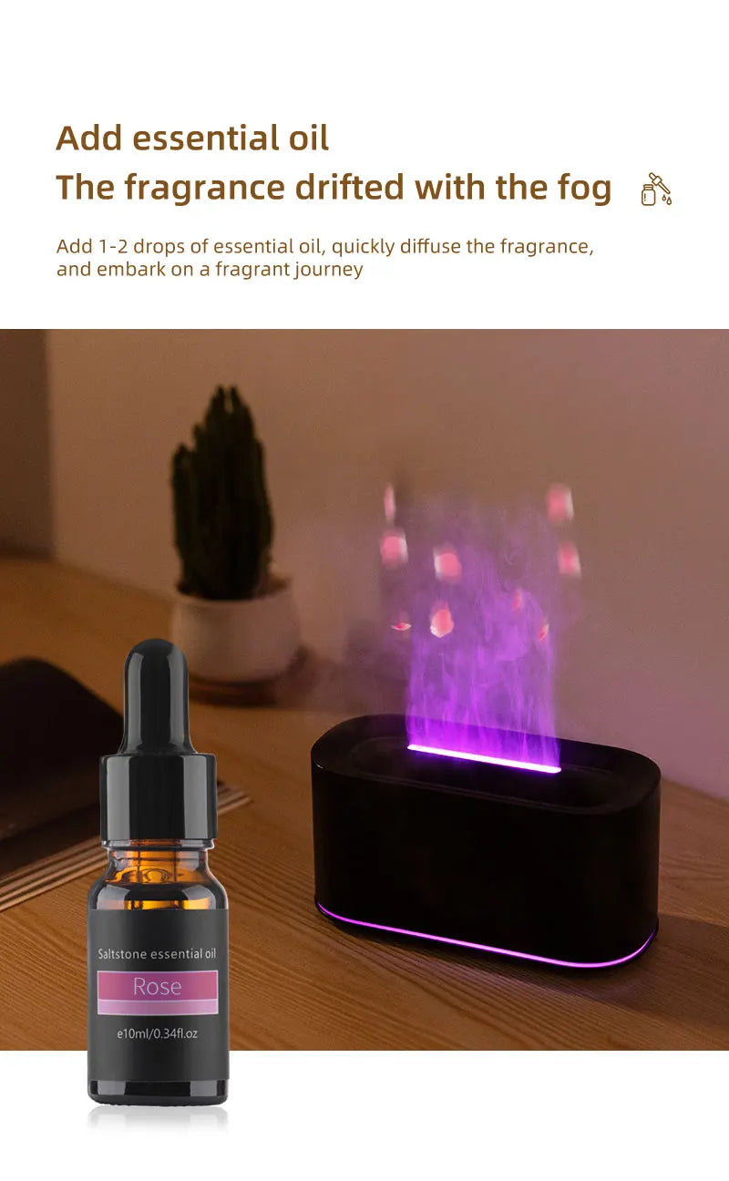 Aromatherapy Diffuser with Flame Effect, Essential Oil Diffuser and Cool Mist Humidifier, Silent Humidifier for Home and Bedroom - TechSmartX