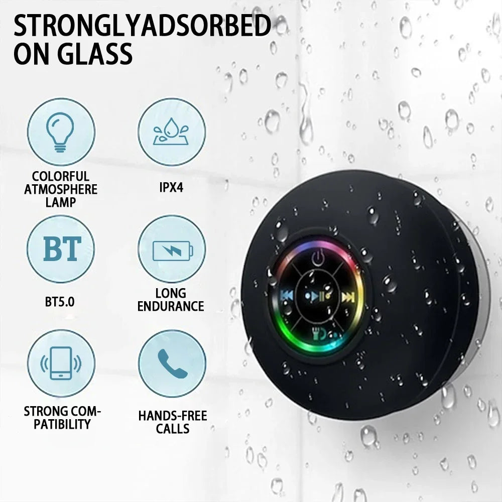 Mini Bluetooth Speaker Shower Subwoofer Waterproof Handsfree Loudspeaker With Suction Cup Mic For Bathroom Pool Beach Car Phone - TechSmartX