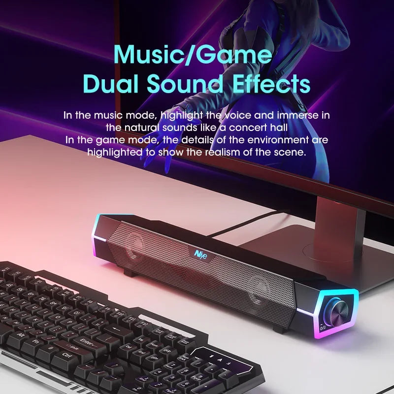 4D Computer Speakers Bluetooth 5.0 Wired Loudspeaker Surround Soundbar Speaker Stereo Subwoofer Sound bar for Laptop Notebook PC - TechSmartX
