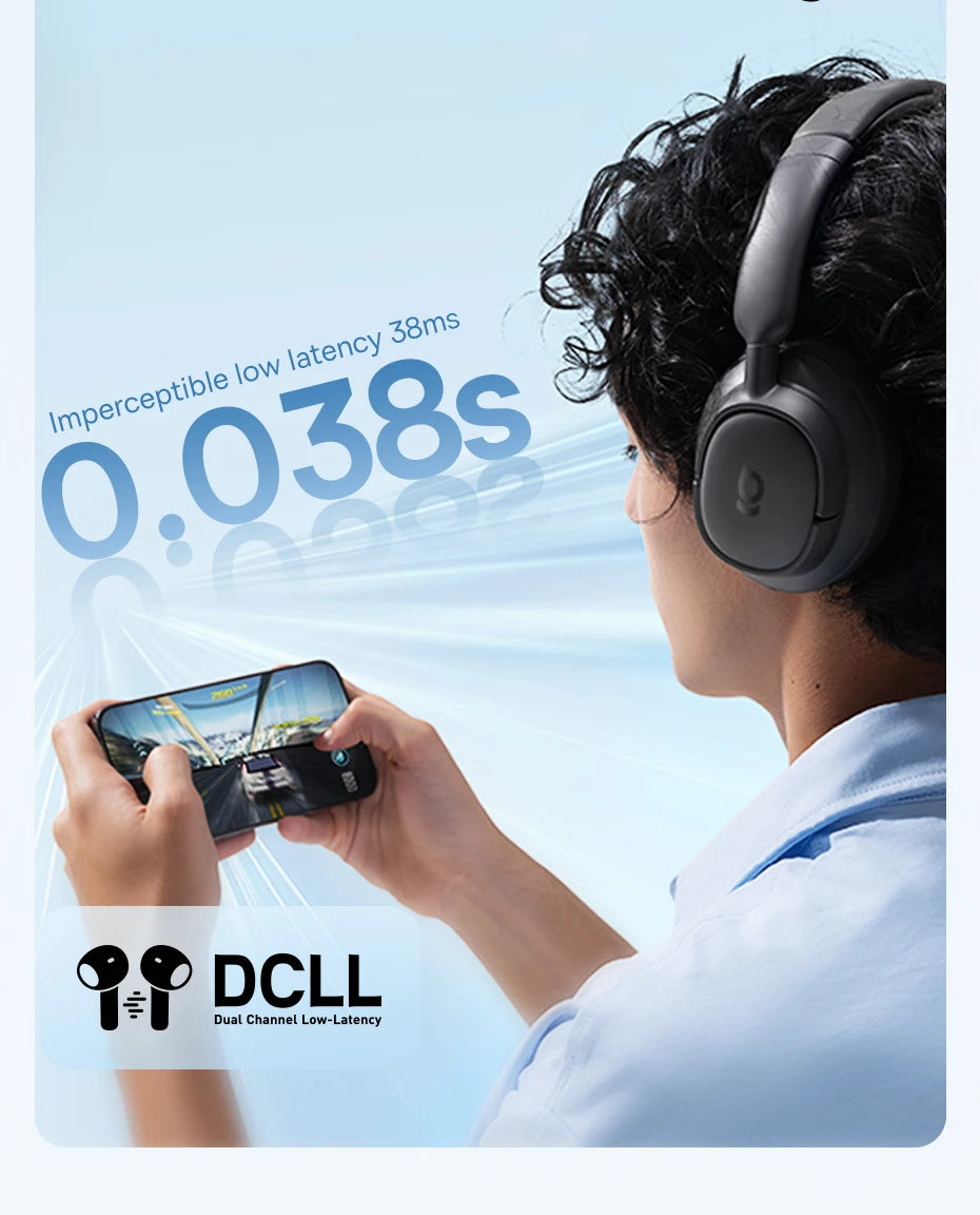 Baseus Bass BH1 Wireless Headphones Bluetooth 6.0 SuperBass 2.0 Over Ear Headset ENC Clear Calls 80hours Playtime Earphones - TechSmartX