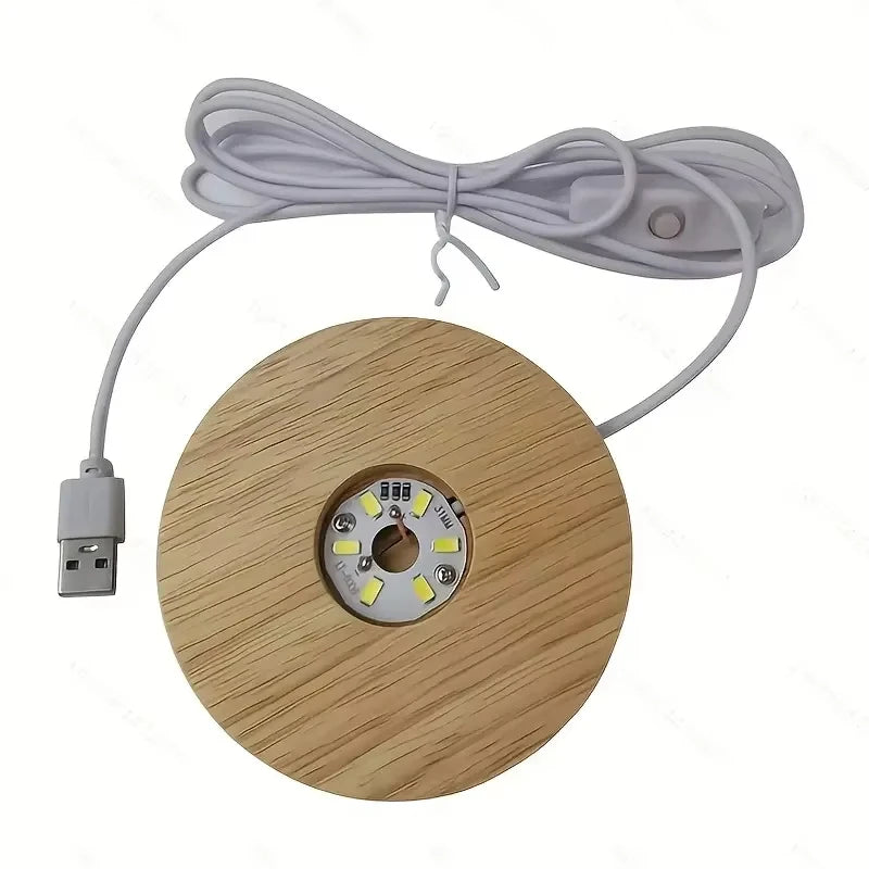 Wood Desktop Decorative Lights Light Base Night Light Wooden Led Usb Display Light Display Stand Lamp Holder Lamp Art Ornament - TechSmartX