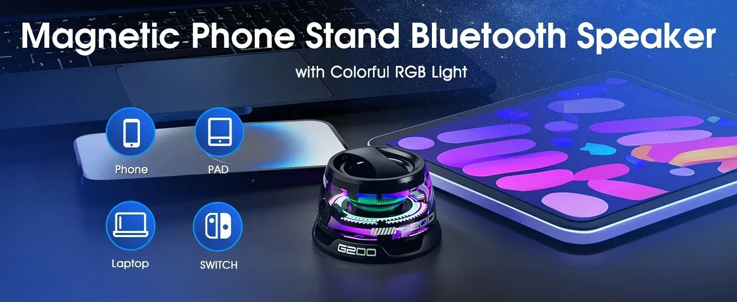 Mini Bluetooth Speaker Portable Phone Holder RGB Lighting Magnetic Speaker BT5.3 Mini Sound Box 7 Hours Playback Easy to carry - TechSmartX