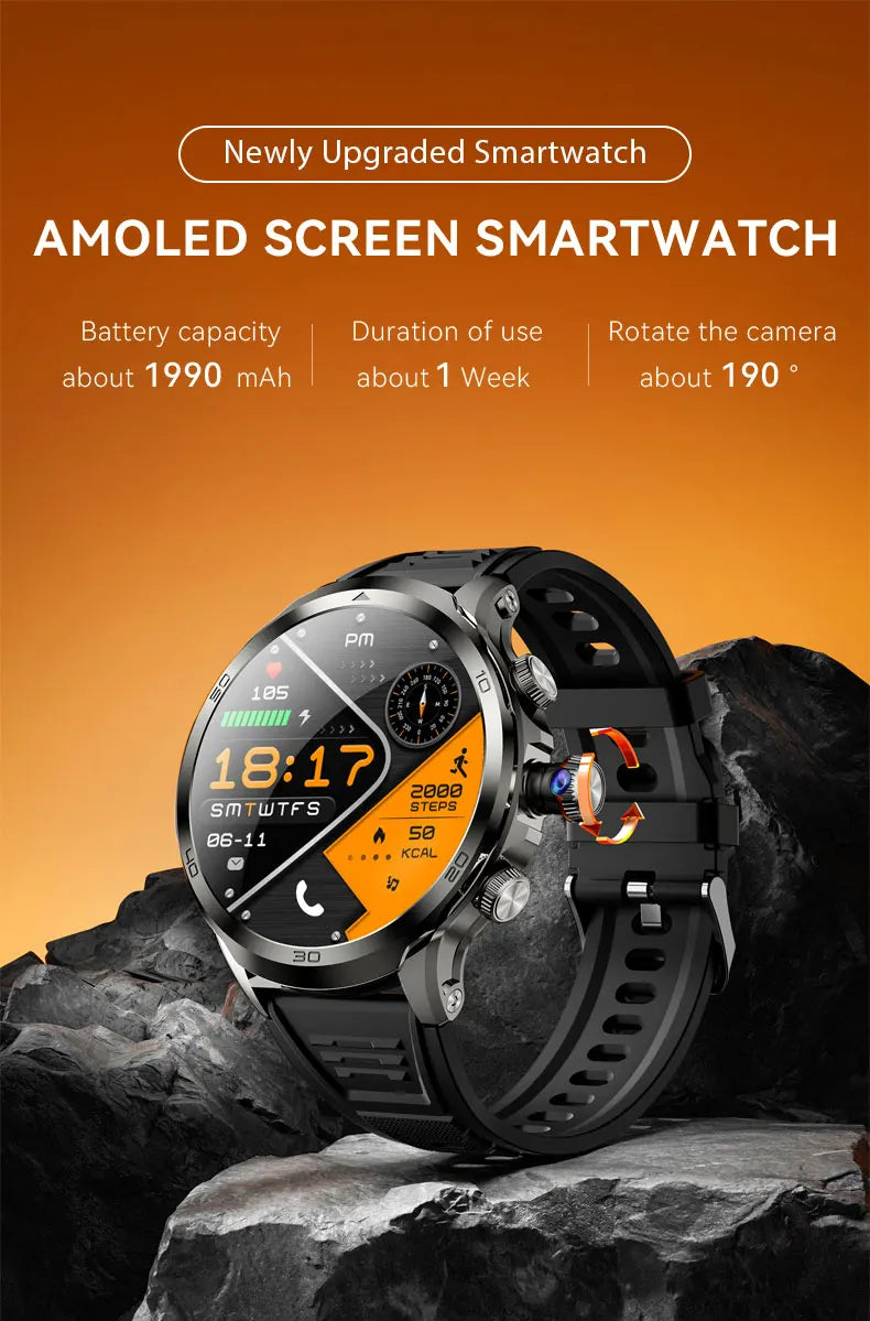 Original H19 Smart Watch Android 10.0 Smartwatch With 190° Rotary Camera GPS WIFI 1.95inch Larger Amoled Screen 256GB Storage - TechSmartX