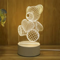 3D Acrylic Bear Lamp USB LED Night Light for Bedroom Home Christmas Xmas Decorations Birthday Wedding Gifts Creative Bear Design - TechSmartX