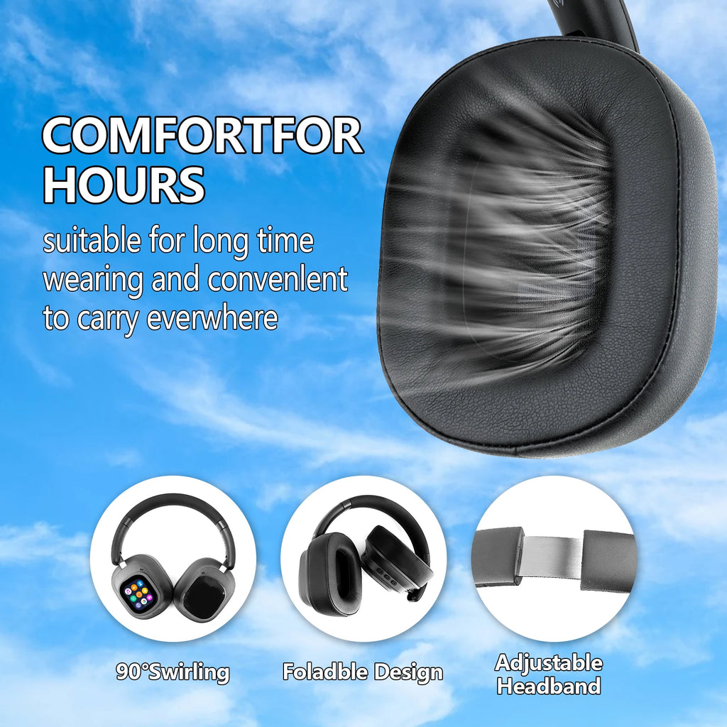 Siindoo Hybrid Active Noise Cancelling Headphones JH-ANC930Plus Wireless gunmetal With Multi Magnetic Touch Control LED Screen - TechSmartX