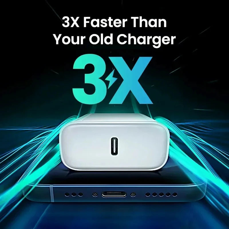 20W USB C Port EU Plug Fast Charger Set For iPhone 14 13 12 11 Pro Max Plus Serives XR Xs 3.3Ft USB C Phone Fast Charging Cable