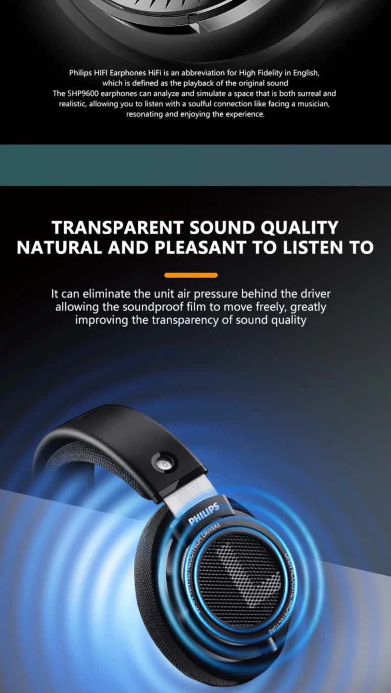 Philips SHP9500 Head-mounted Wired Headphones HiFi Stereo Earphone Monitor Class Music Earbuds E-sports Game Universal Headset - TechSmartX