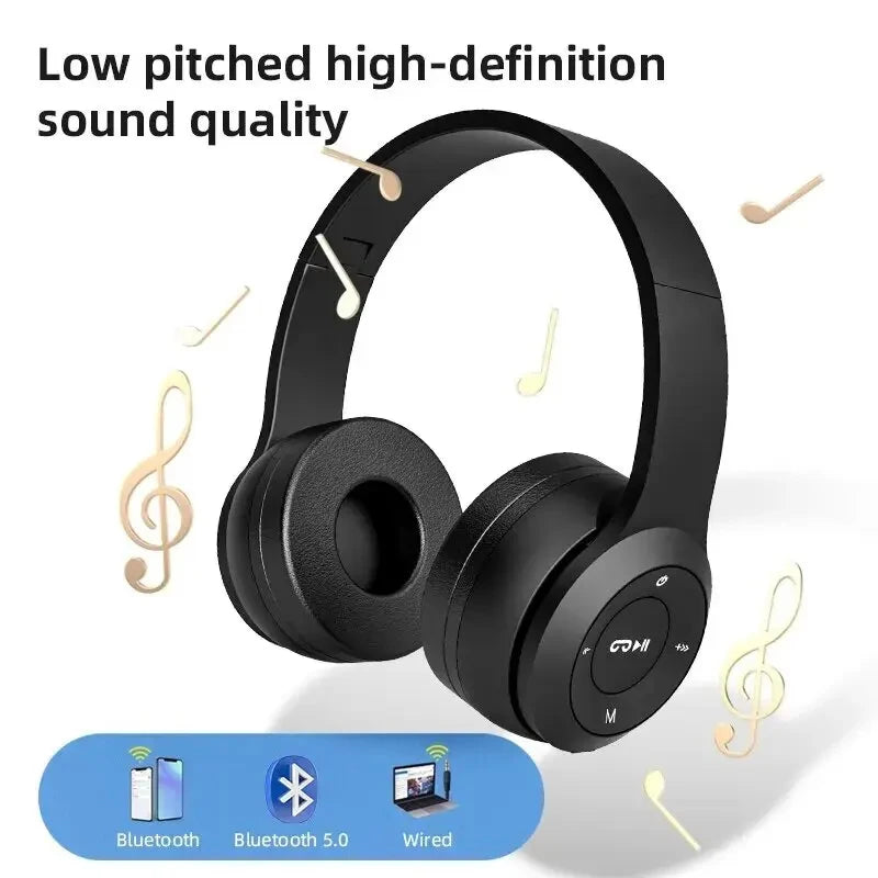 P47 Wireless bluetooth headphone With Mic Headsets Stereo Sound Earphones Sports Gaming Headphones Supports PC Smartphone - TechSmartX