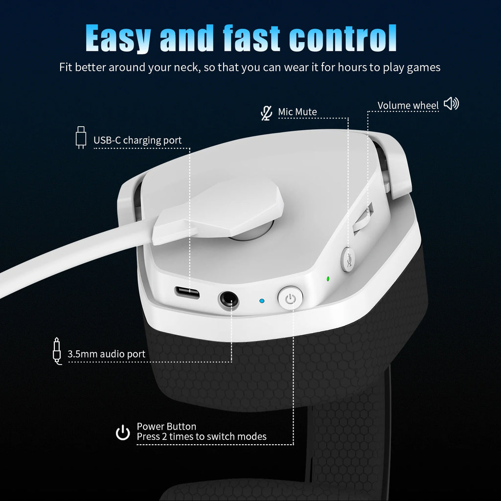 NUBWO G06 Dual Wireless Gaming Headset with Microphone for PS5, PS4, PC, Mobile, Switch, 2.4GHz Bluetooth 5.3 Gaming Headphones - TechSmartX