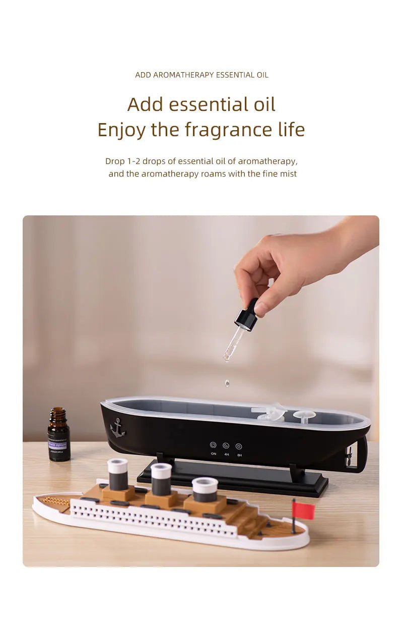Retro Ship Air Humidifier Ultrasonic Aromatherapy Diffusers Mist Maker Fragrance Essential Oil Aroma Difusor Remote control - TechSmartX