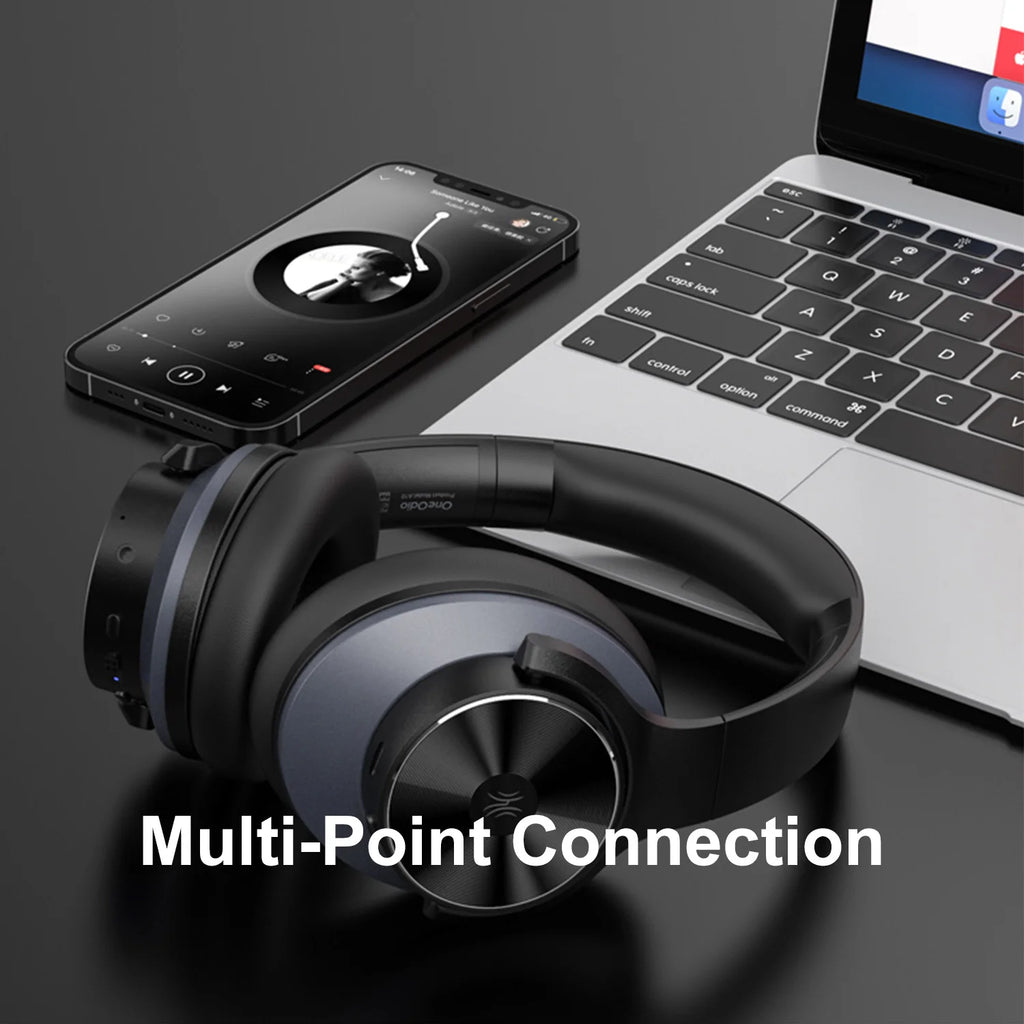 Oneodio A10 Bluetooth 5.4 Headphones Hybrid Active Noise Cancelling With Hi-Res Audio Over Ear Wireless Headset ANC With 5-Mic - TechSmartX