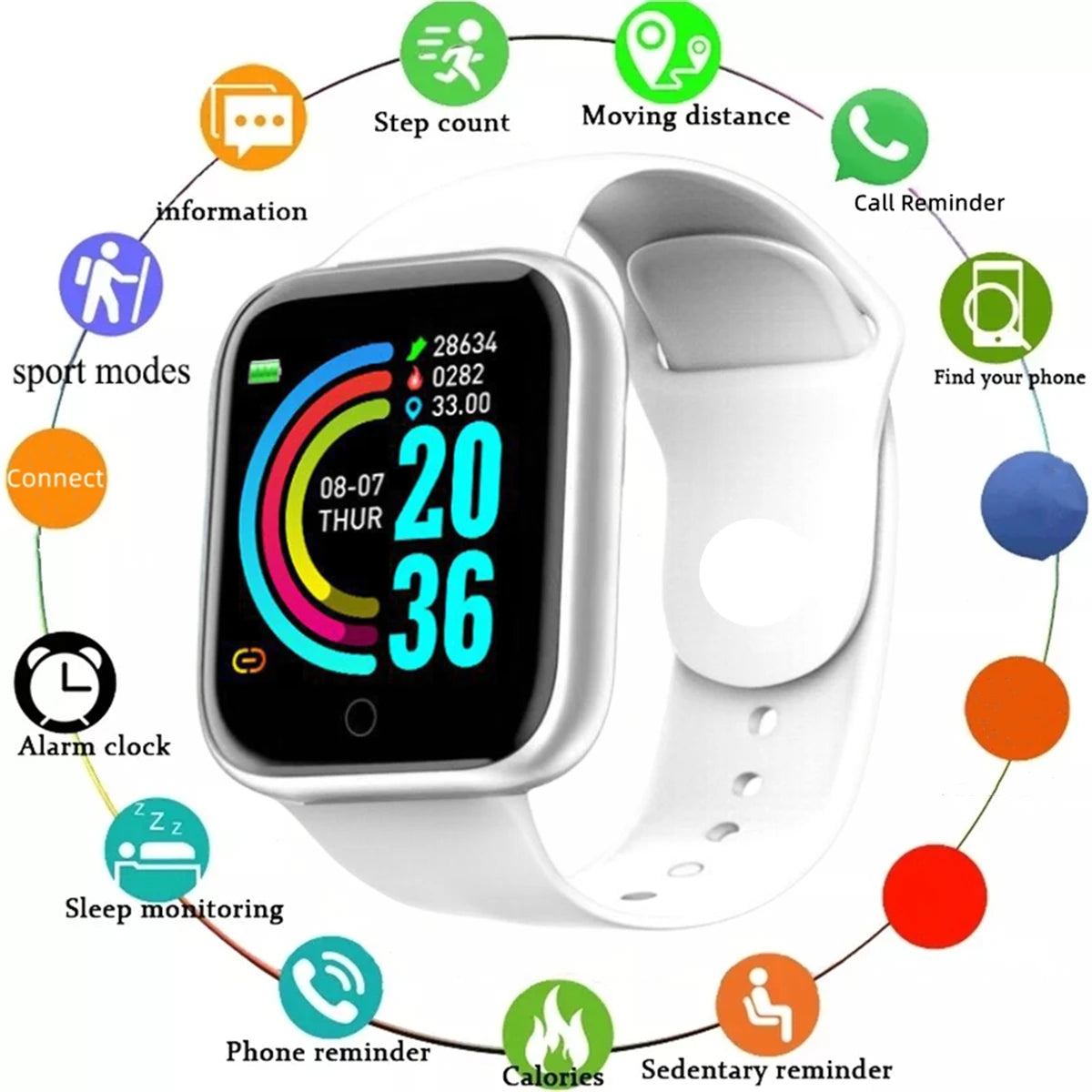 Smartwatch Men Women Wristwatches Smart Watch Message Fitness Monitor Bracelet Birthday Gift Electronic Clock For Android IOS - TechSmartX