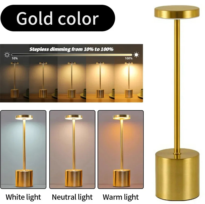 Classic Table Lamp USB Rechargeable Night Light Stepless Dimming Touch Desk Lamp 3 Colors Bedside Lamp Bar Hotel Decoration - TechSmartX