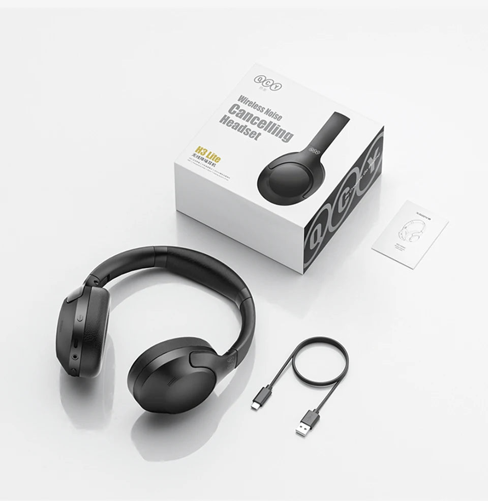QCY H3 Lite ANC Wireless/Wired Headphones Bluetooth 5.3 Foldable Over Ear Headset HIFI Sound 60H Playtime Earphones Dual Connect - TechSmartX