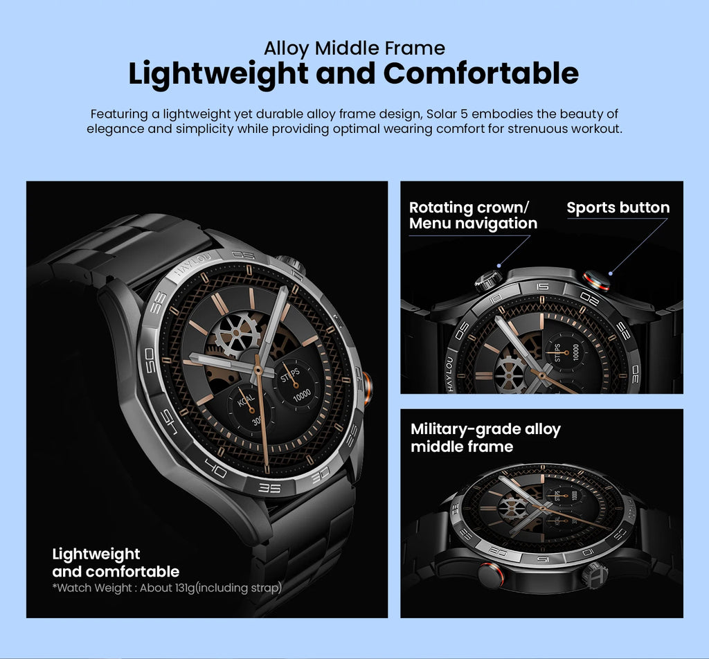 HAYLOU Solar 5 Voice Calling Smartwatch 1.58'' AMOLED Display 60Hz Smart Watch 24H Health Monitoring Sports Smartwatch for Men - TechSmartX