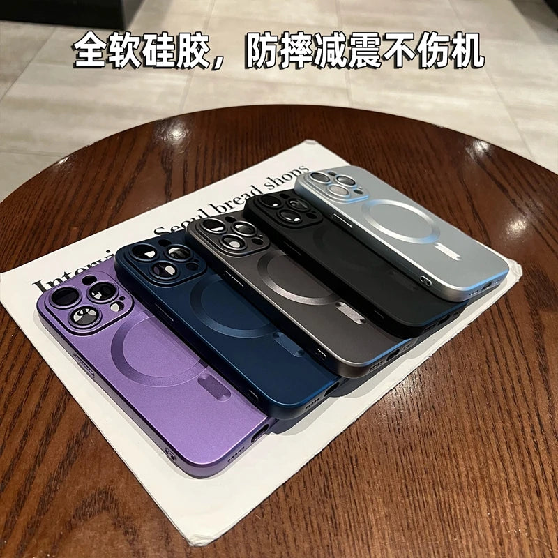 Luxury Black Magsafe Wireless Charge Case For iPhone 17 16 15 14 13 12 11 Pro Max  Soft Magnetic Cover