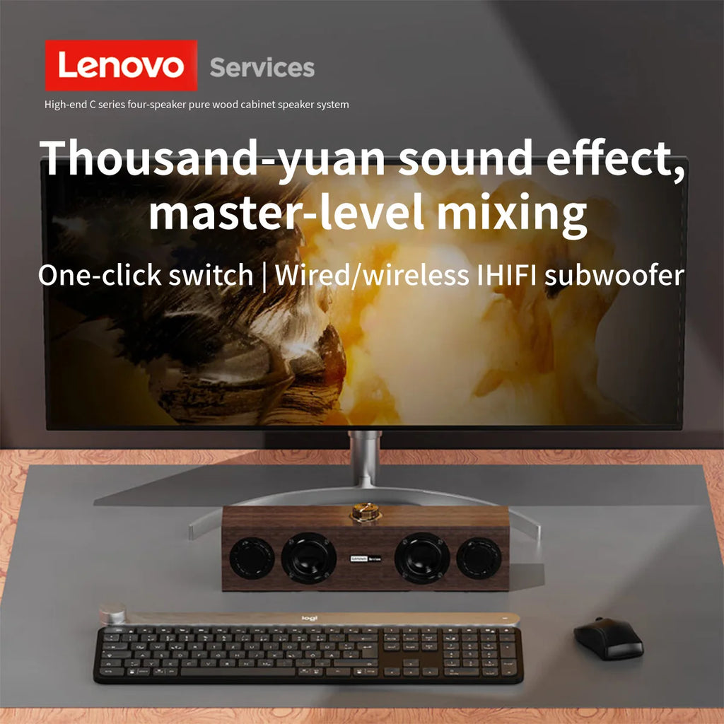 Lenovo C02 Multimedia Speaker Bluetooth Speaker Wired/Bluetooth Dual-Mode Speaker Retro Speaker Universal for Tv, Computer, and Mobile Phone Subwoofer - TechSmartX