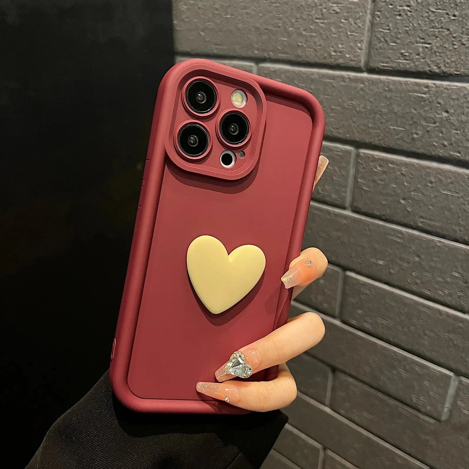 Luxury Cute 3D Love Heart Silicone Phone Case For iPhone 17 Air 16 15 13 12 11 14 Pro Max XR 16 Plus Shockproof Candy Back Cover
