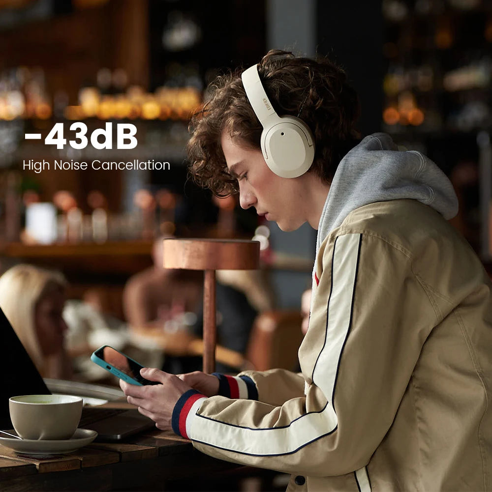 Edifier W820NB Plus Wireless Noise Cancelling Headphones 43dB ANC Hi-Res LDAC Codec 49hrs Playtime Over-Ear Bluetooth Headset - TechSmartX