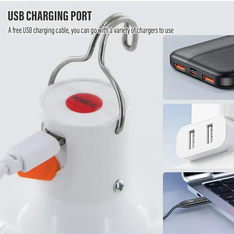 Outdoor USB Rechargeable LED Lamp Bulbs High Brightness Emergency Light Hook Up Camping Fishing Portable Lantern Night Lights - TechSmartX