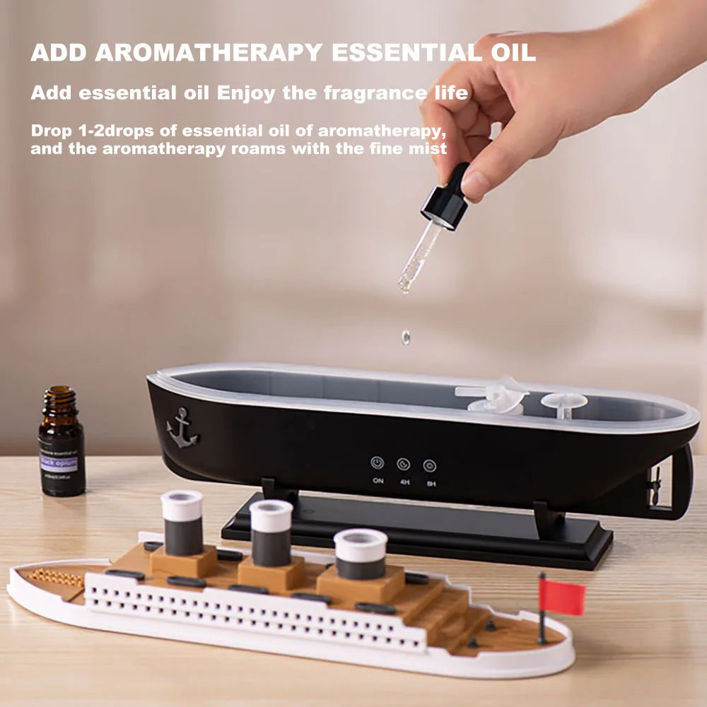 Retro Ship Air Humidifier Ultrasonic Aromatherapy Diffusers Mist Maker Fragrance Essential Oil Aroma Difusor Remote control - TechSmartX