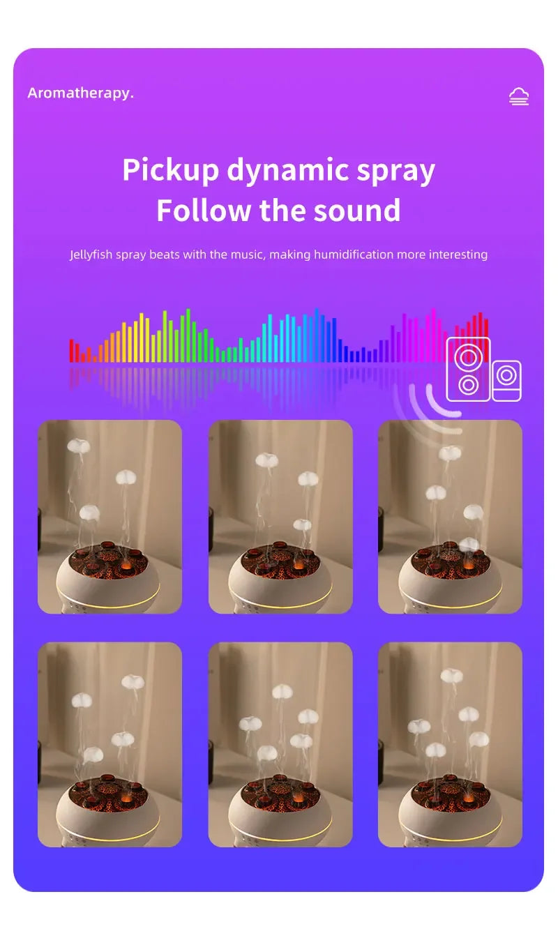 Dynamic Jellyfish Air Humidifier 250ml Essential Oil Diffuser Remote Control Bedroom Humidifier With 7 Colorful Night Lights - TechSmartX