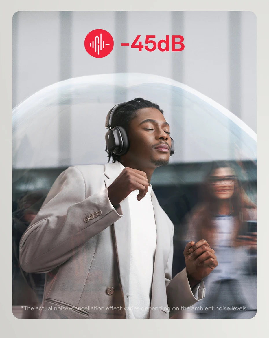 Baseus Bowie 30 Max Wireless Headphones Hi-Res Audio LDAC Bluetooth 5.4 -45dB Active Noise Cancellation Headset - TechSmartX