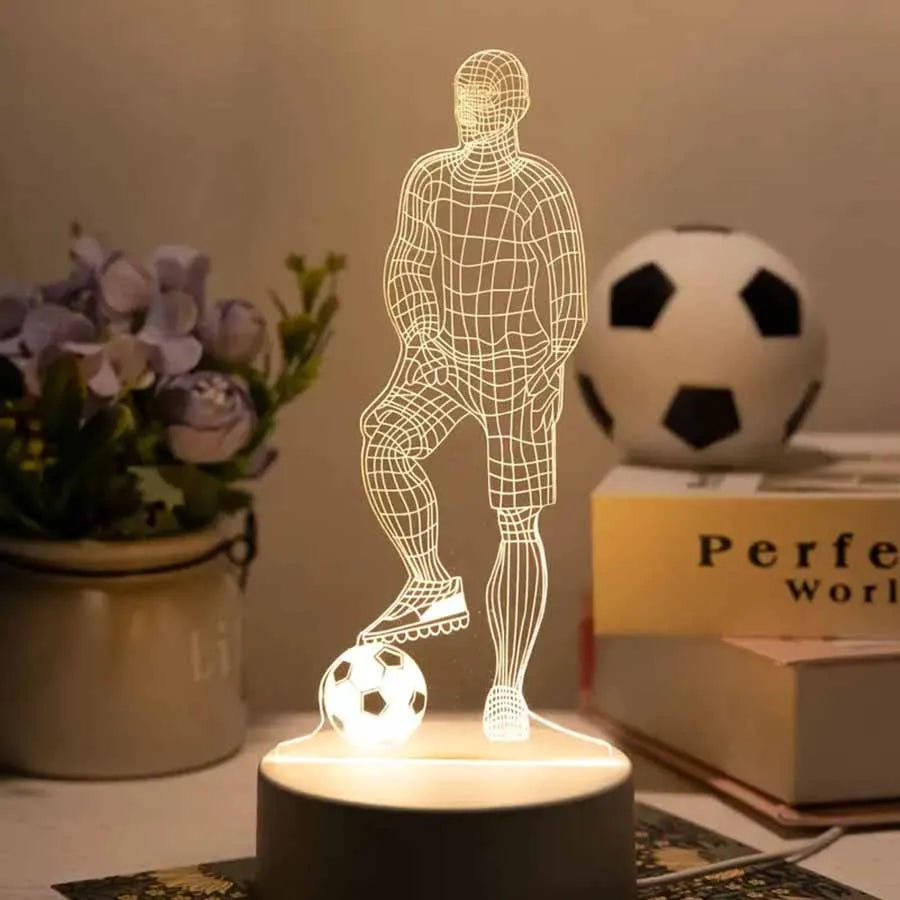 LED 3D Football Theme Table Lamp USB Plug Bedroom Bedside Creative Book Lamp Sports Enthusiasts Gift Decorative Night Light - TechSmartX