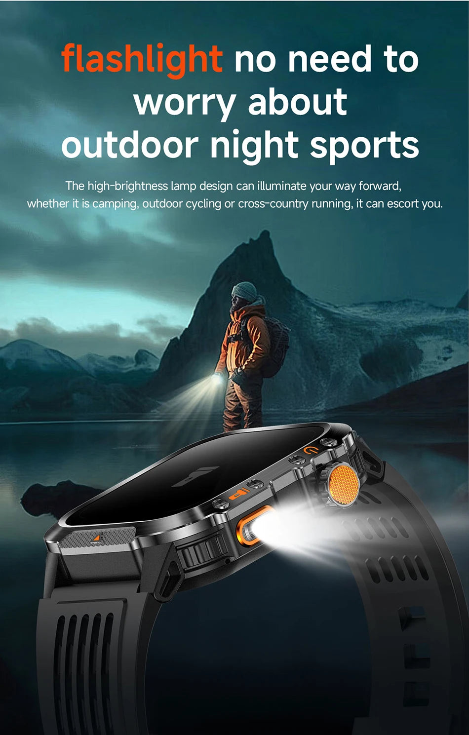 2025 New Military Outdoor Smart Watch Men's GPS Flashlight Bluetooth Call 2.01" AMOLED Screen 3ATM Waterproof Sports Smartwatch - TechSmartX
