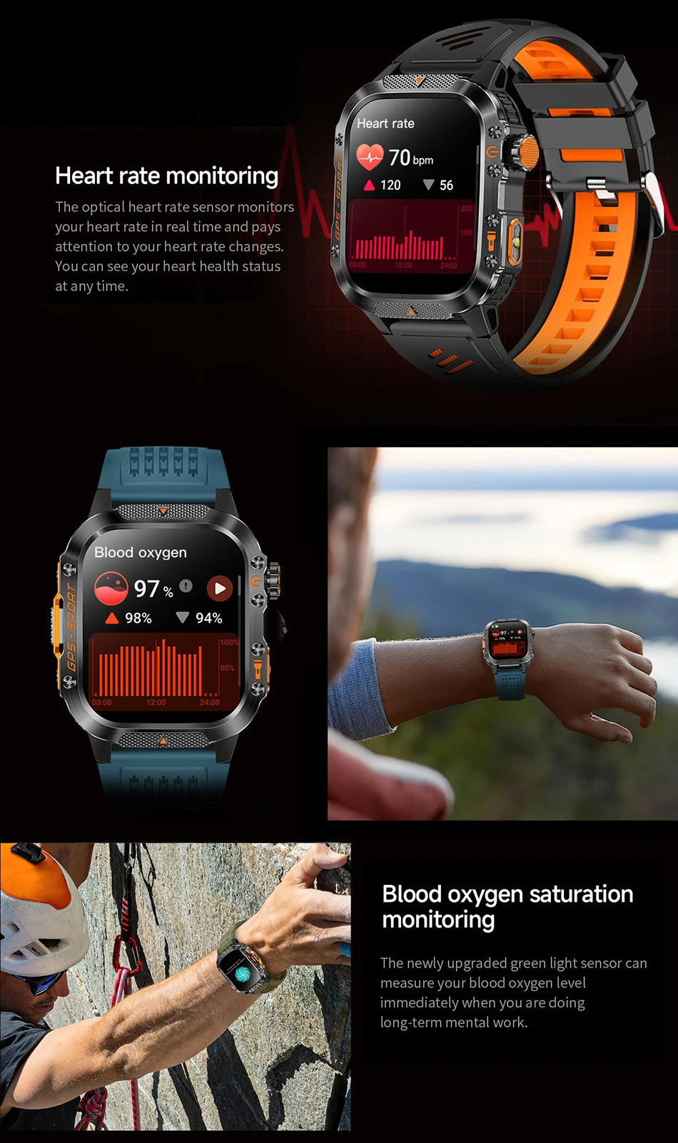 2025 New Military Outdoor Smart Watch Men's GPS Flashlight Bluetooth Call 2.01" AMOLED Screen 3ATM Waterproof Sports Smartwatch - TechSmartX