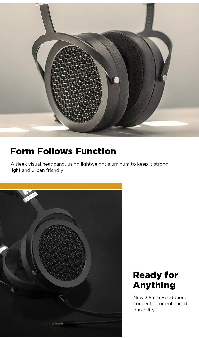 HIFIMAN SUNDARA Over-Ear Full-Size Planar Magnetic Headphones (Black) with High Fidelity Design Metal Casing - TechSmartX
