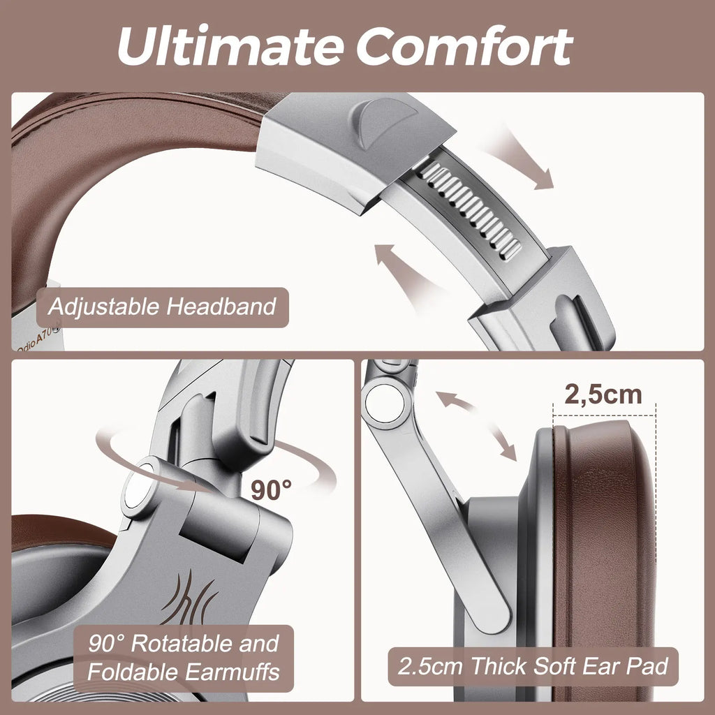 Oneodio A70 Fusion Wired + Wireless Bluetooth 5.2 Headphones For Phone With Mic Over Ear Studio DJ Headphone Recording Headset - TechSmartX