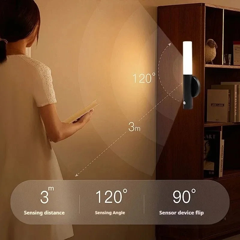 Motion sensing night light, magnetic wall light, USB charging LED light, suitable for corridors and stairs, Christmas gift - TechSmartX