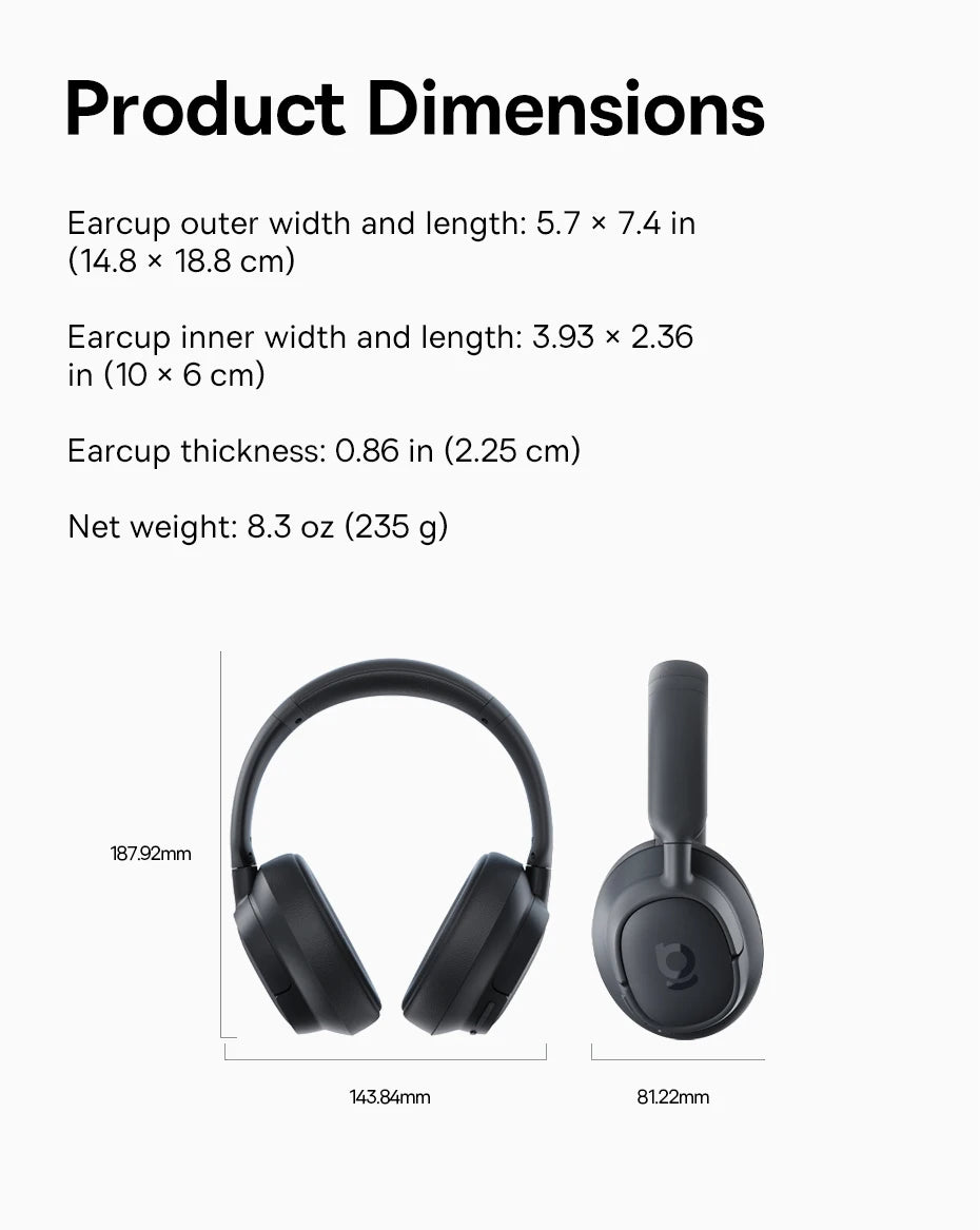 Baseus Bass BH1 Wireless Headphones Bluetooth 6.0 SuperBass 2.0 Over Ear Headset ENC Clear Calls 80hours Playtime Earphones - TechSmartX