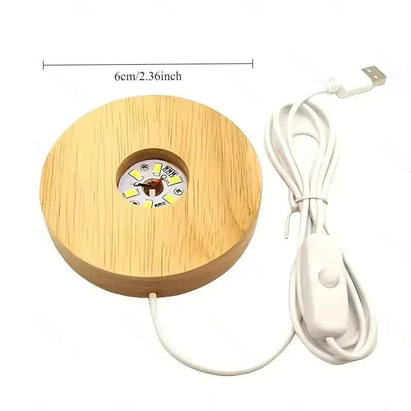 Wood Desktop Decorative Lights Light Base Night Light Wooden Led Usb Display Light Display Stand Lamp Holder Lamp Art Ornament - TechSmartX