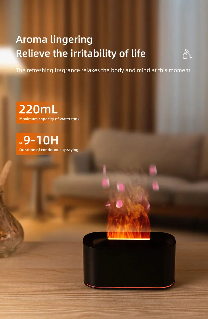 Aromatherapy Diffuser with Flame Effect, Essential Oil Diffuser and Cool Mist Humidifier, Silent Humidifier for Home and Bedroom - TechSmartX