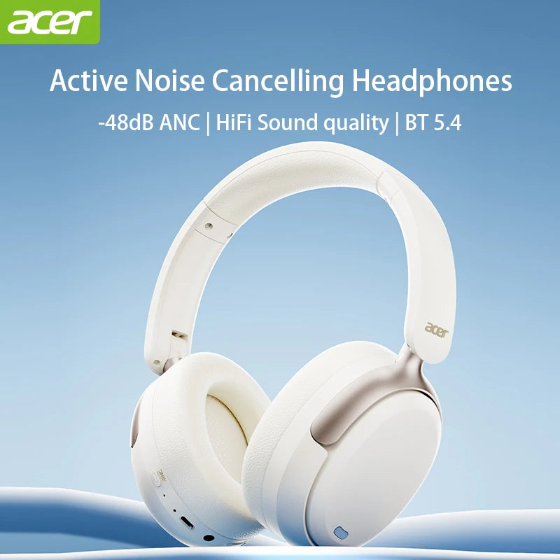 Acer OHR516 ANC Wireless Headphone 48dB Noise Canceling Hi-Res Spatial Audio Earphone with LDAC Bluetooth 5.4 Over Ear Headset - TechSmartX