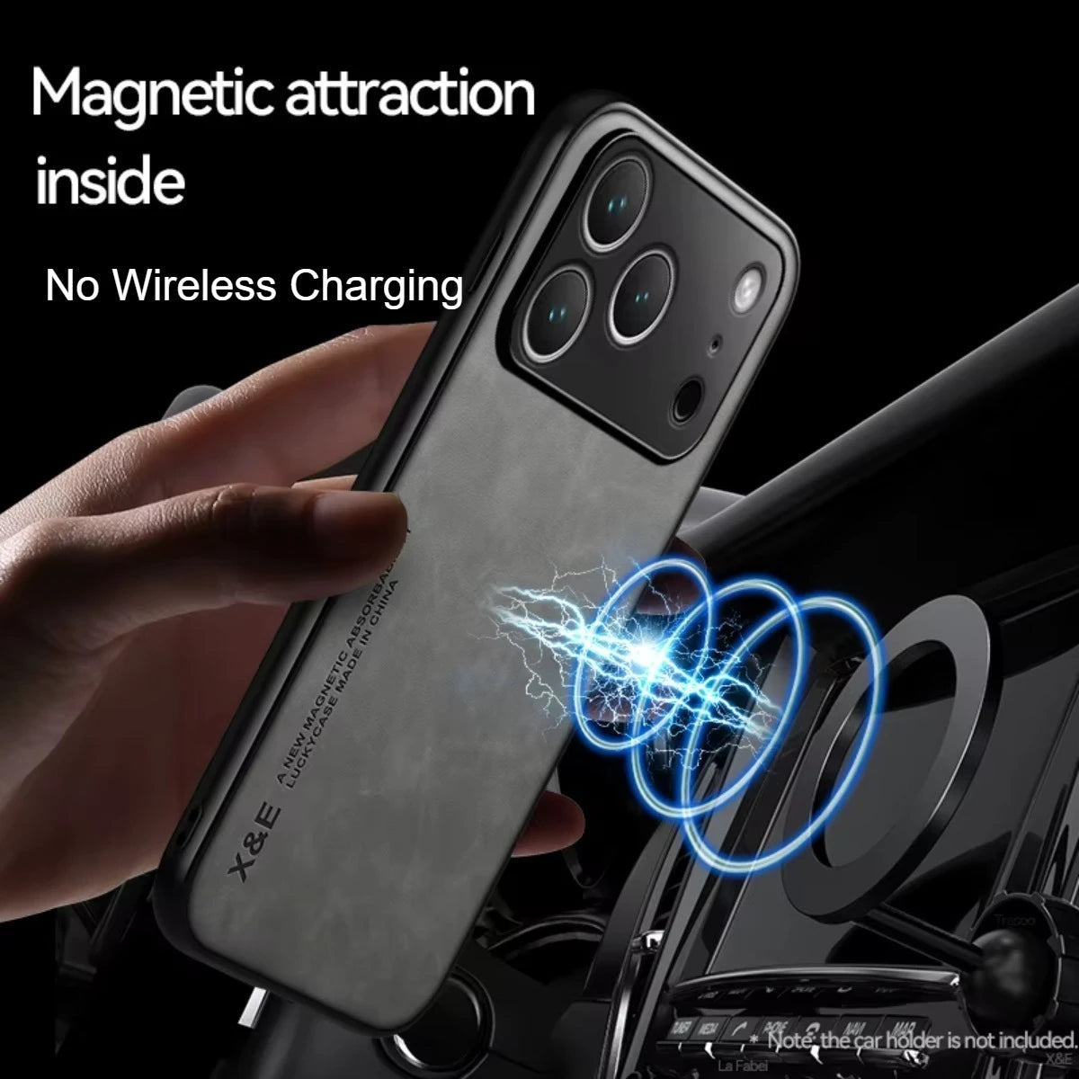 Leather  Phone Case  for APPLE IPhone 17 Air 16 15 14 13 Pro Max 16e Cover Metal Plate for Magnetic Car Mount (NOT INCLOUED)