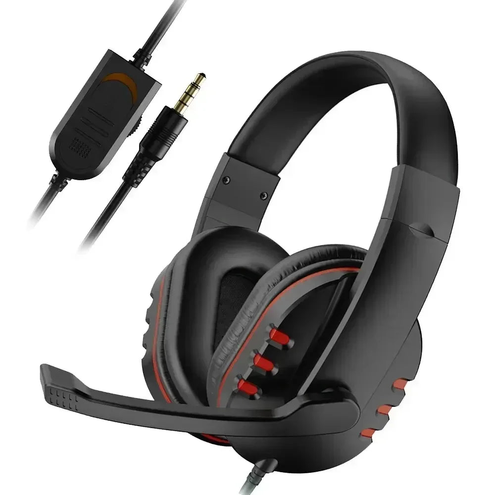Wired Head Mounted Gaming Earphones Microphone Noise Reduction Earphones 3.5AUX for PC Android Laptop PS4 PS5 Nintendo Tablet - TechSmartX