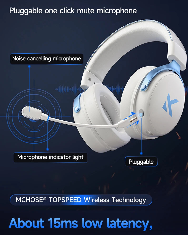 MCHOSE V9 pro E-Sports Headset with Microphone Tri-Mode Gaming USB Wireless 7.1 Channel Surround Sound Portable Audio Headphones - TechSmartX