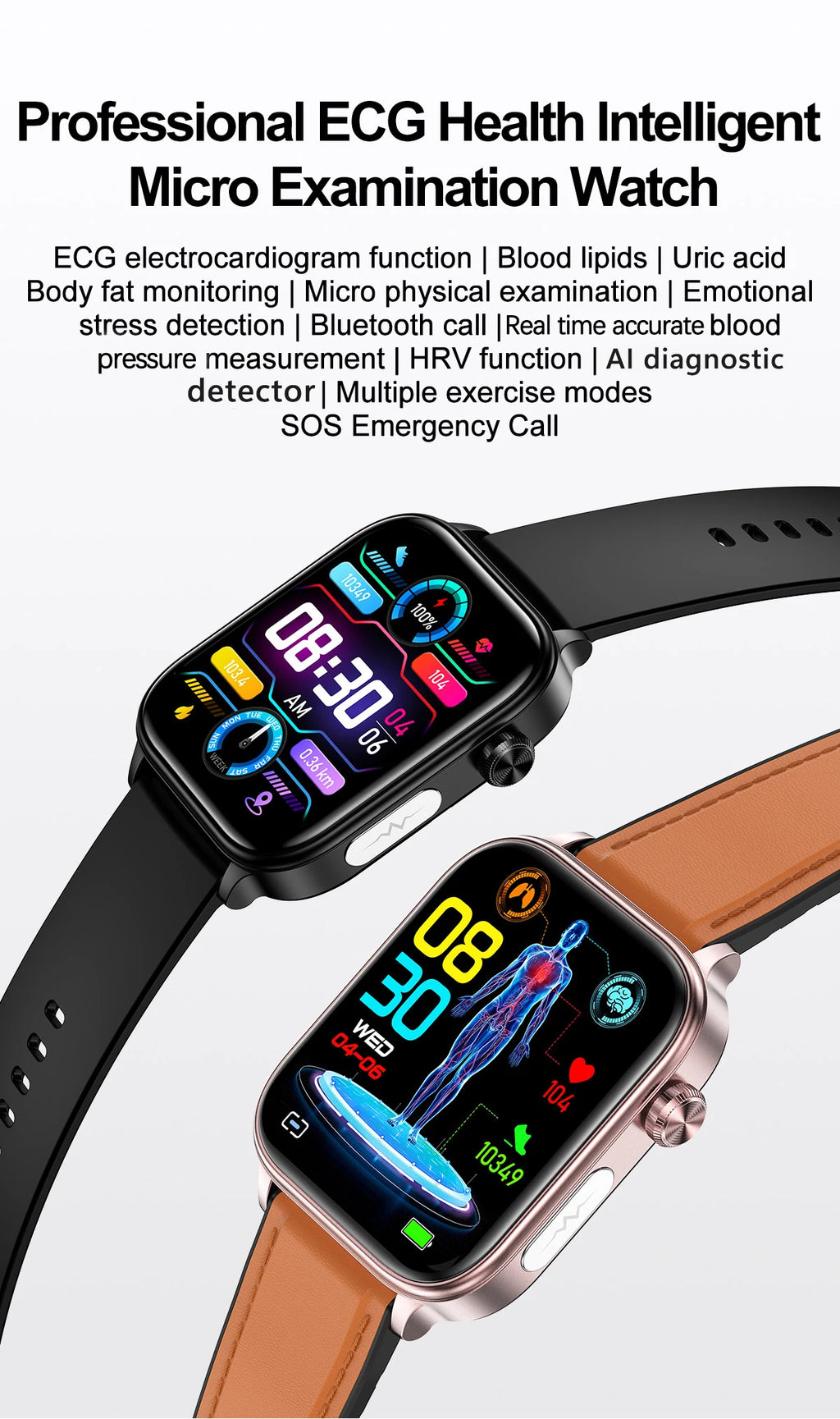 2025 New ECG+PPG Monitoring Smart Watch Women Blood pressure Blood Lipid Uric Acid Women Menstrual Health Tracker Smartwatches - TechSmartX