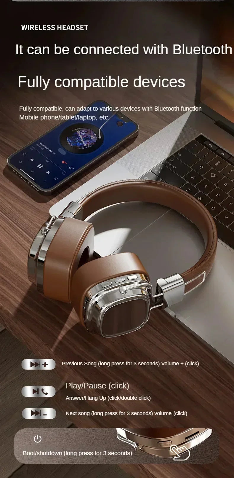 2025 New 5.3 Foldable Wireless Bluetooth Headsets Headset Gamer Choice Retro Over Ear Headphones DJ Stereo Sounds Bluetooth - TechSmartX