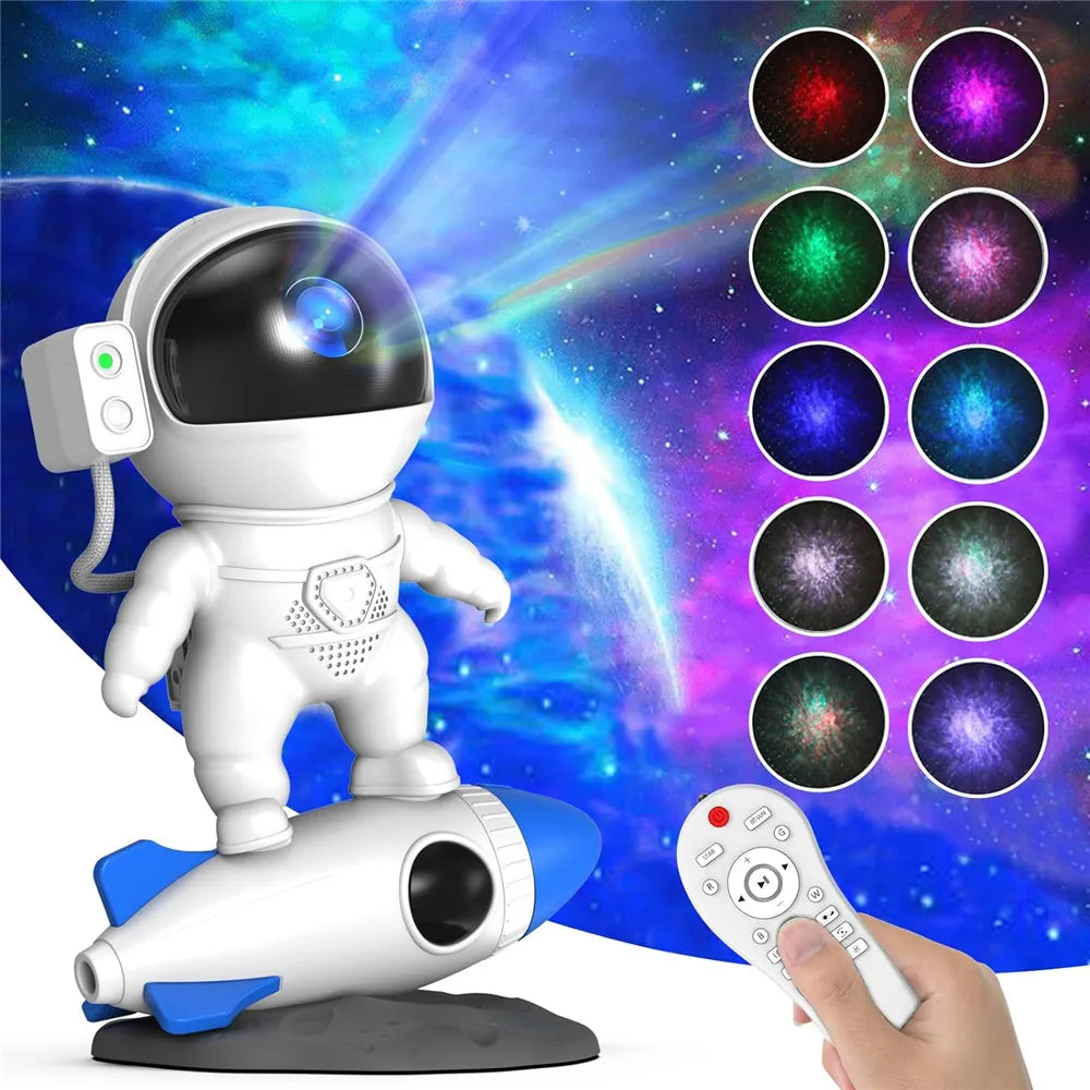 Astronaut Galaxy Starry Sky Projector Night Light Remote Control Rocket Nebula Projection Lamps For Bedroom Christmas Kids Gift - TechSmartX