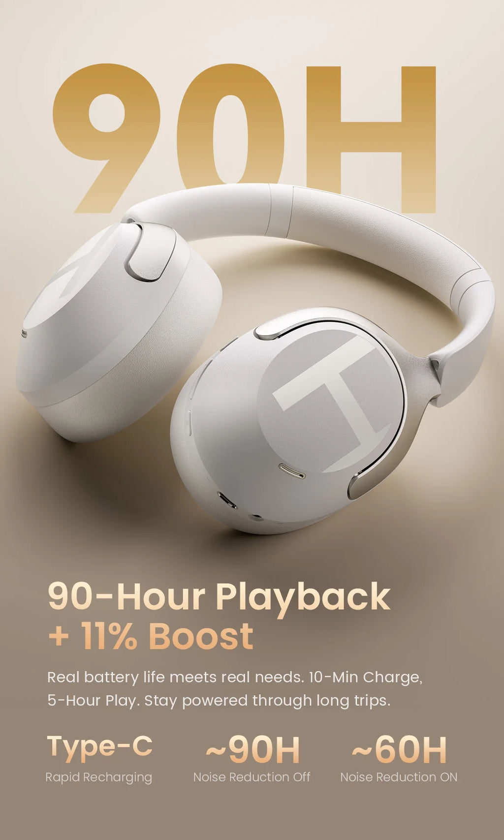HAYLOU S40 ANC Wireless Headphone 50dB Noise Canceling Hi-Res 3D Spatial Audio Earphone with LDAC Bluetooth 6.0 Over Ear Headset - TechSmartX