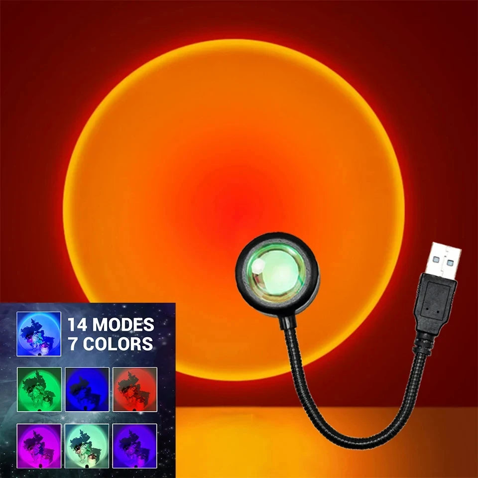 LED Sunset Lamp Nightlights USB Projector Birthday Party Decoration Mood Lights For Bedroom Living Room Wall Photography - TechSmartX