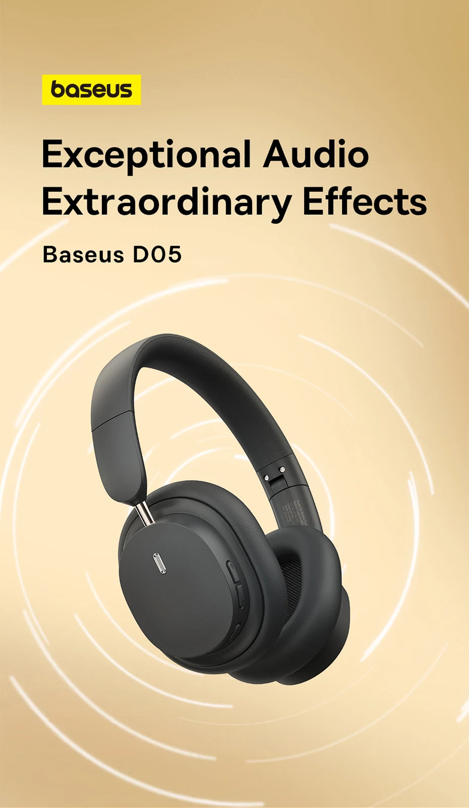 Baseus Bowie D05 Wireless Headphone 3D Spatial Audio Earphone Bluetooth 5.3 Headset 40mm Driver Foldable Over Ear Headphone 70H - TechSmartX