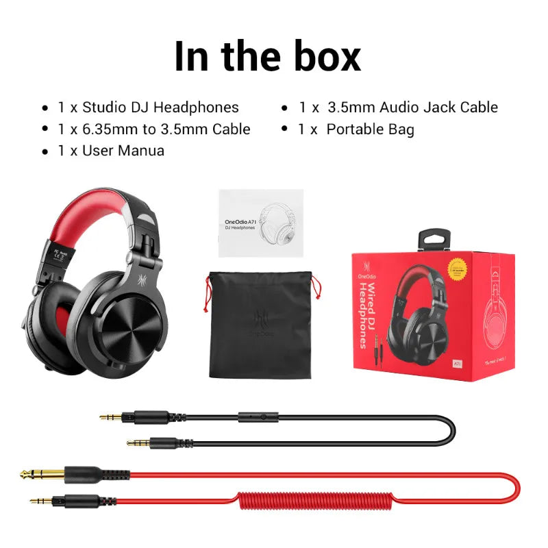 Oneodio A71 Wired Over Ear HiFi Headphones With Mic Studio DJ Headphone Professional Monitor Recording Mixing Headset For Gaming - TechSmartX