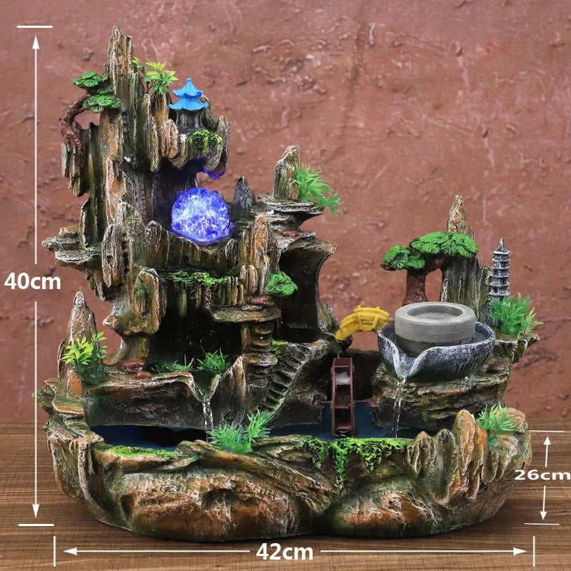 Mountain View Rockery Fountain circolazione dell'acqua piccolo acquario giardino Bonsai decorazione Lucky Feng Shui Ornaments - TechSmartX