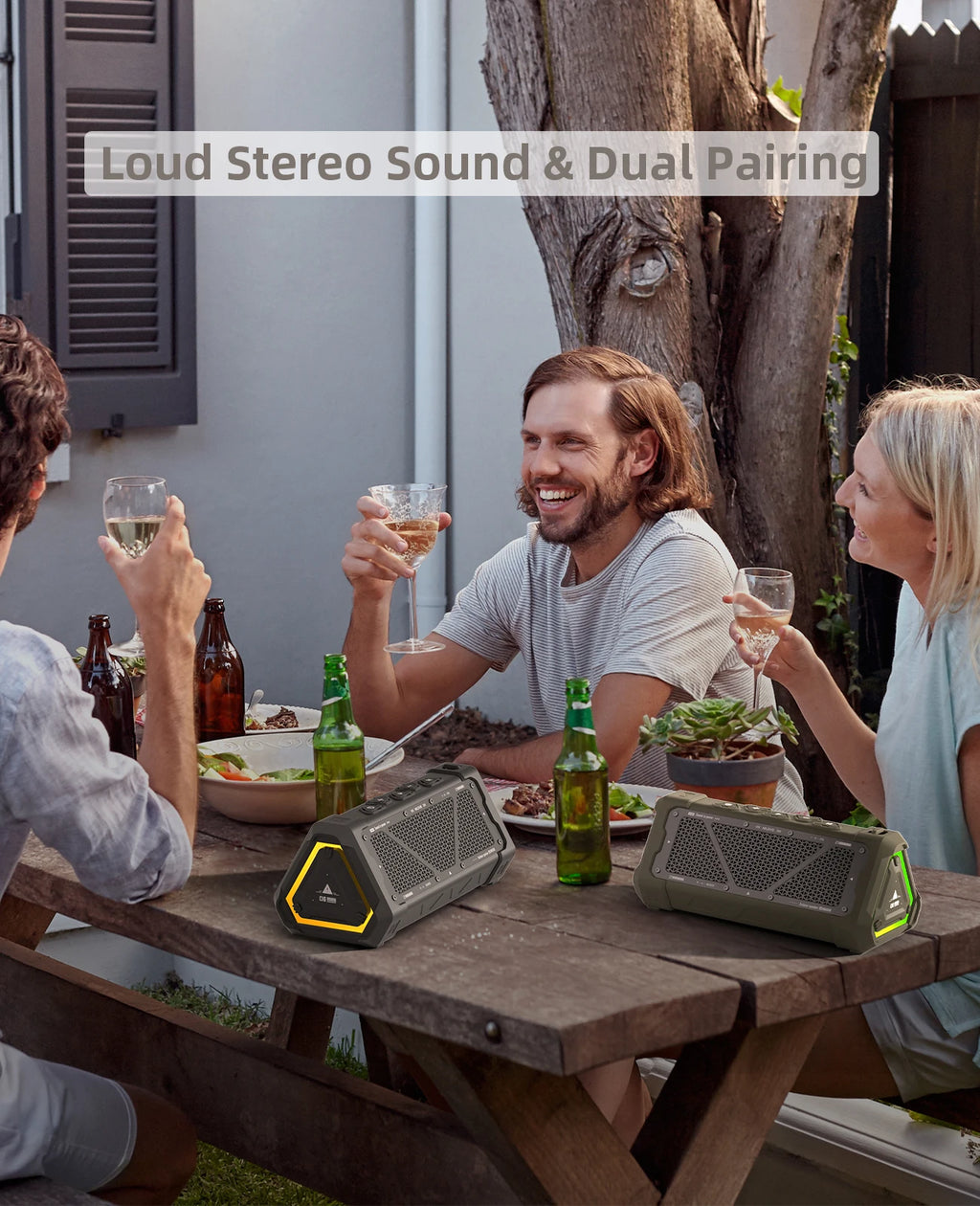 MLOVE P3 Outdoor Bluetooth Speaker, 40W Output Power Bluetooth 5.3 Speaker ,Stereo Sound IPX7 Waterproof,Micro SD Card,RGB Light - TechSmartX
