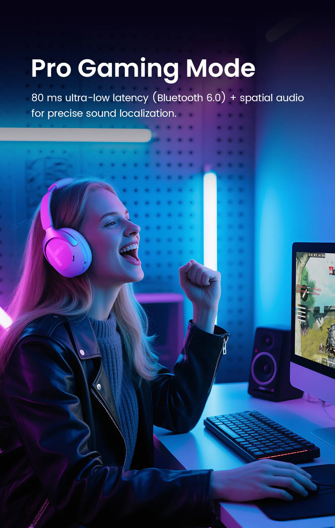 HAYLOU S40 ANC Wireless Headphone 50dB Noise Canceling Hi-Res 3D Spatial Audio Earphone with LDAC Bluetooth 6.0 Over Ear Headset - TechSmartX
